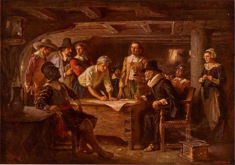 Jean Leon Gerome Ferris The Mayflower Compact, 1620 Sweden oil painting art